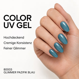 UV/LED Farbgel Glimmer Pazifik Blau