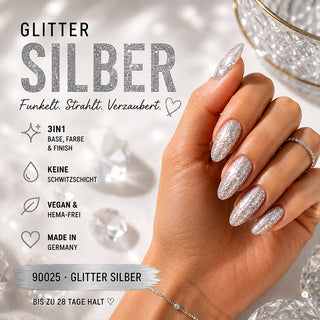 3in1 UV Gellack - 90025 - glitter silber