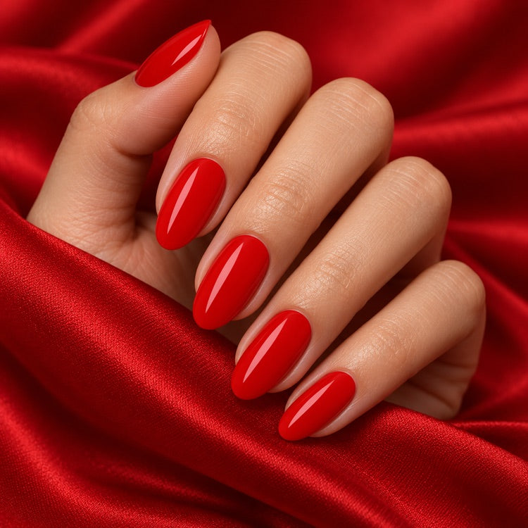 Fertiges Nageldesign mit 3in1 UV Gellack – Mittleres Rot