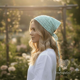 Handgehäkeltes Bandana in zartem Mintton – leichtes Handmade-Accessoire