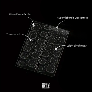 24 transparente Jelly-Kleber für Press On Nails – ultra dünn, wasserfest & leicht ablösbar