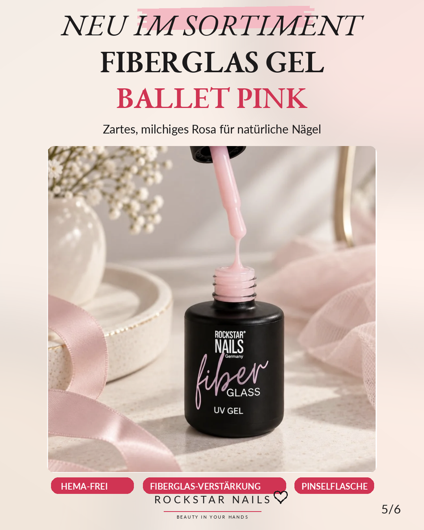 Fiberglas Gel in Bottle Ballet Pink und die wichtigsten Produktvorteile im Rockstar Nails Karussell