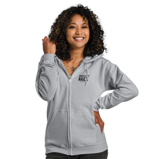Vorderseite Tired Nail Tech Club Hoodie mit kleinem Rockstar Logo links